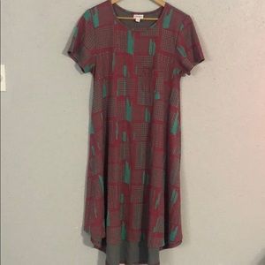 LuLaRoe Turquoise and Dark Pink Dress Medium